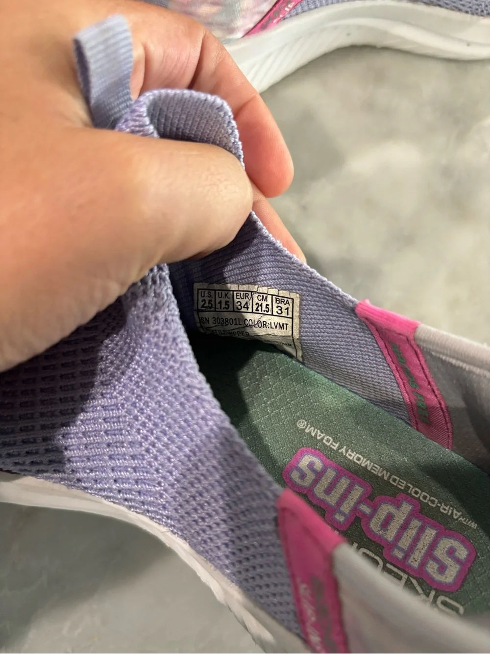 Skechers Slip-On Knit Walking Shoes - Light Purple with White Soles